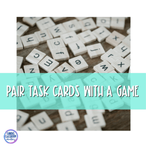 use task cards with game pieces