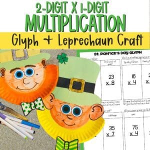 2-Digit by 1-Digit Multiplication st patricks day leprechaun math craft