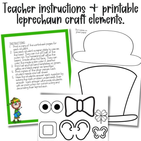 2-digit addition and subtraction st patricks day leprechaun math craft