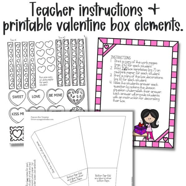 2-digit by 1-digit multiplication valentines day glyph