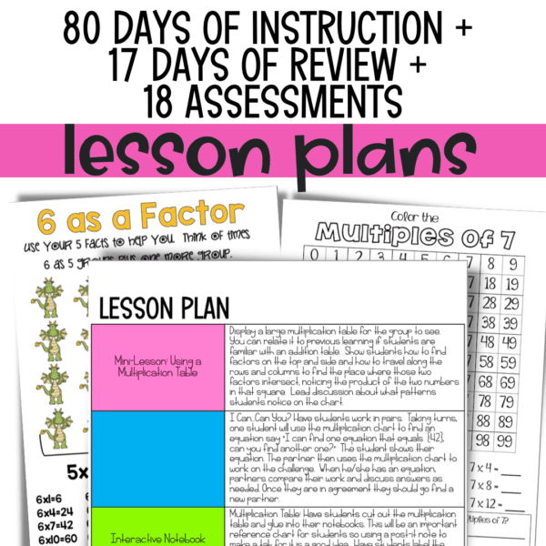 full year of math curriculum activities for 3rd grade
