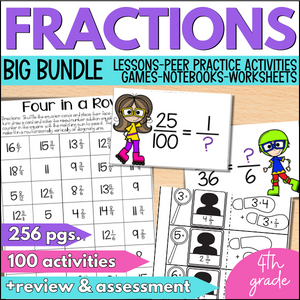 fractions unit with mixed numbers for 4th grade math