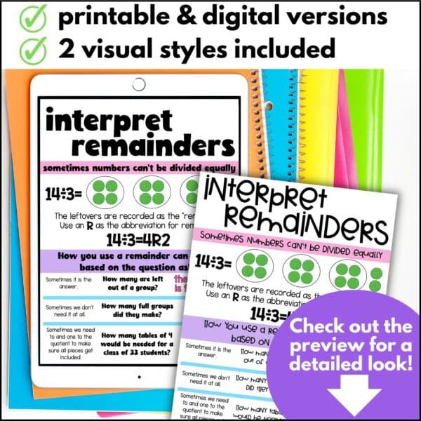 4th grade math anchor charts