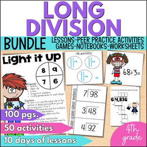 long division unit with lessons for 4th grade math