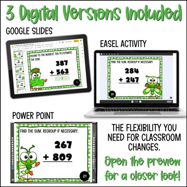 St. Patrick's Day 3-digit addition task cards