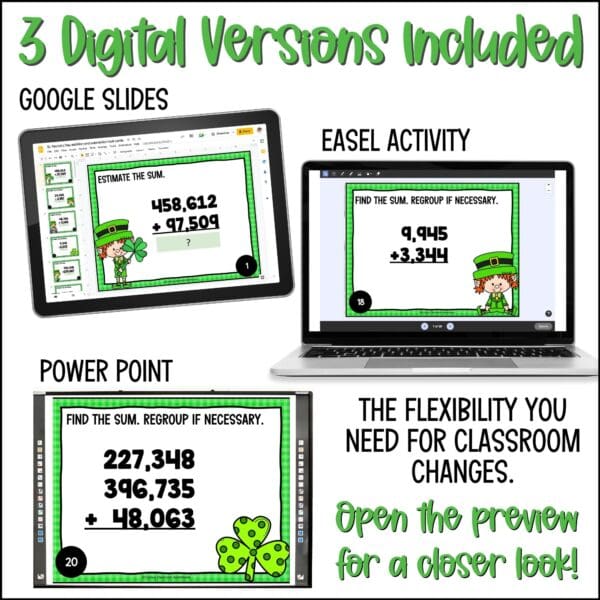 St. Patrick's Day addition and subtraction task cards