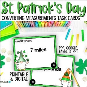 St. Patrick's Day converting measurements task cards