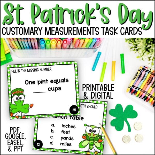 St. Patrick's Day customary measurements task cards