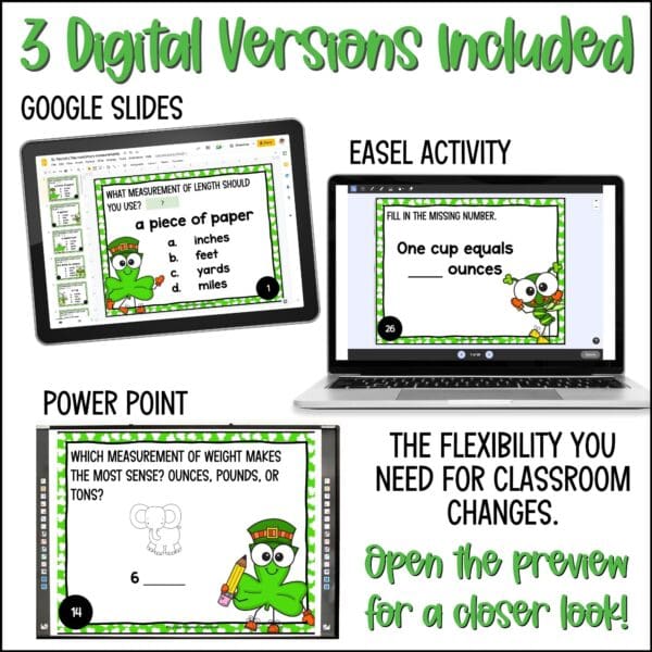 St. Patrick's Day customary measurements task cards