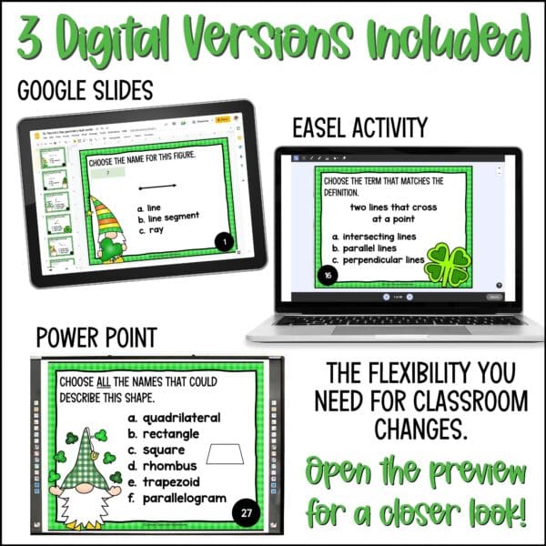 St. Patrick's Day geometry task cards