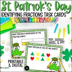 St. Patrick's Day identifying fractions task cards