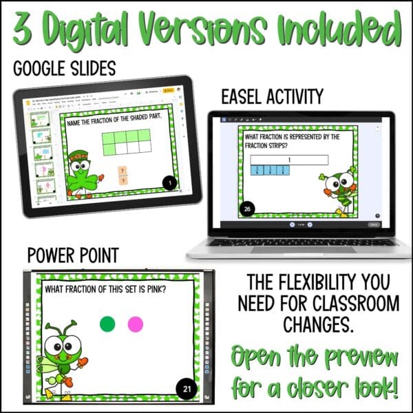 St. Patrick's Day identifying fractions task cards