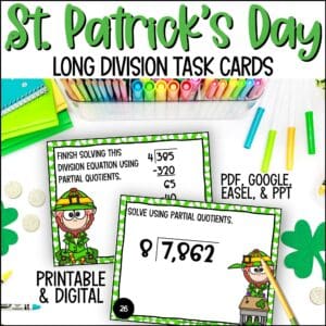 St. Patrick's Day long division task cards