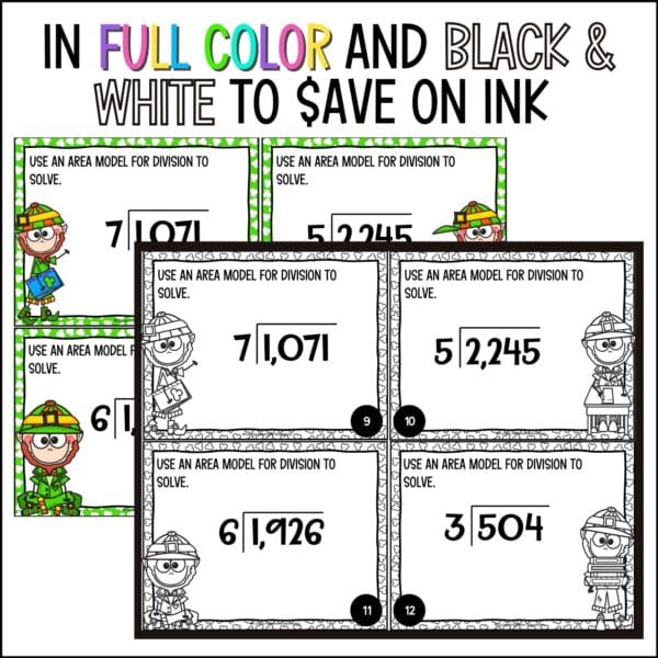 St. Patrick's Day long division task cards