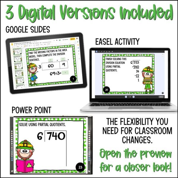 St. Patrick's Day long division task cards