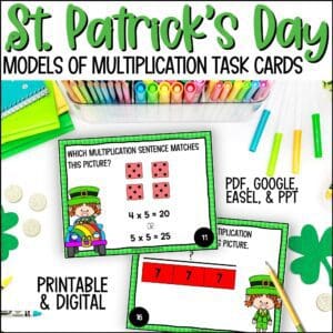 St. Patrick's Day models for multiplication task cards