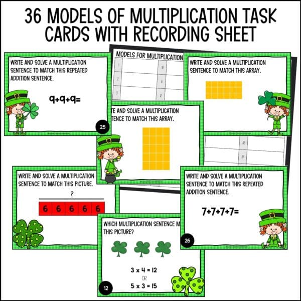 St. Patrick's Day models for multiplication task cards