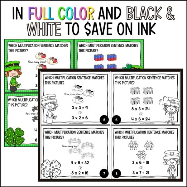 St. Patrick's Day models for multiplication task cards