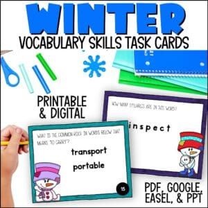 Winter Vocabulary Skills task cards