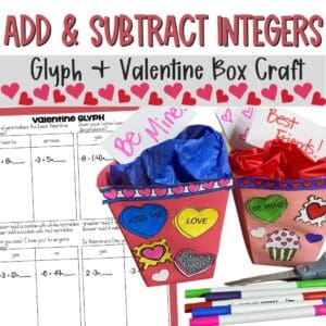 adding and subtracting integers valentine math glyph