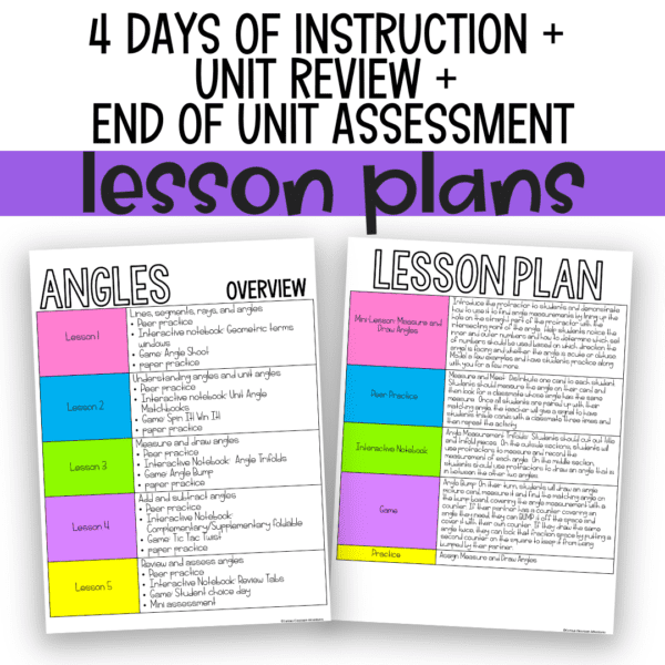 angles geometry unit for 4th grade math lessons