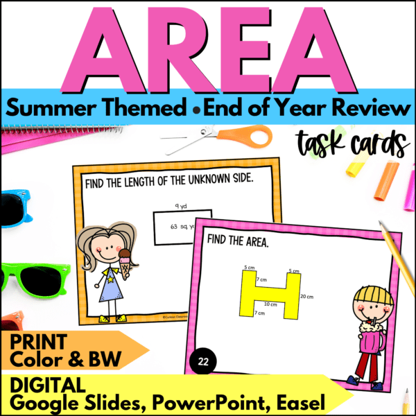 end of year area task cards summer activities