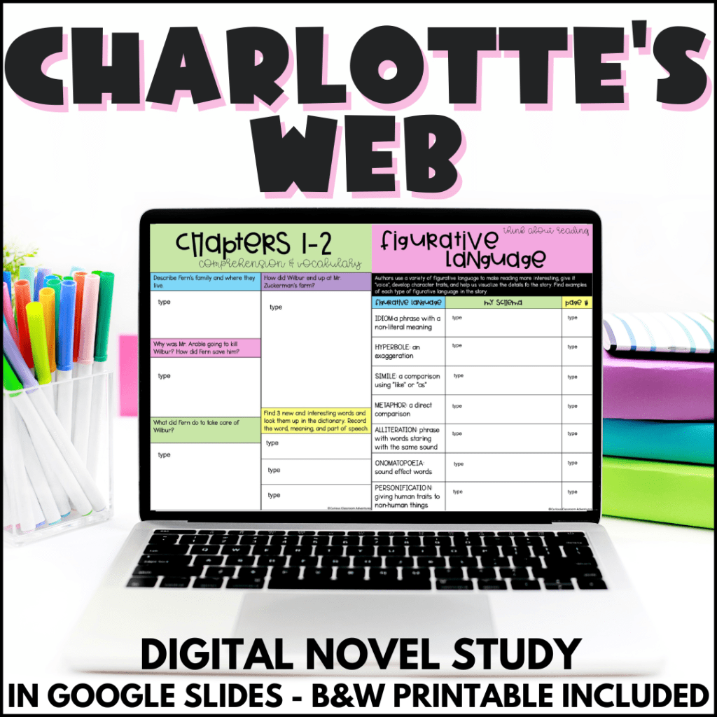 Charlotte's Web Novel Study - Print & Digital - Curious Classroom ...