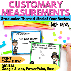 end of year customary measurements task cards summer activities