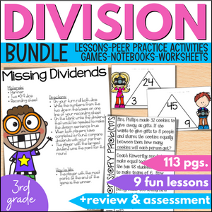 division facts unit for 3rd grade math