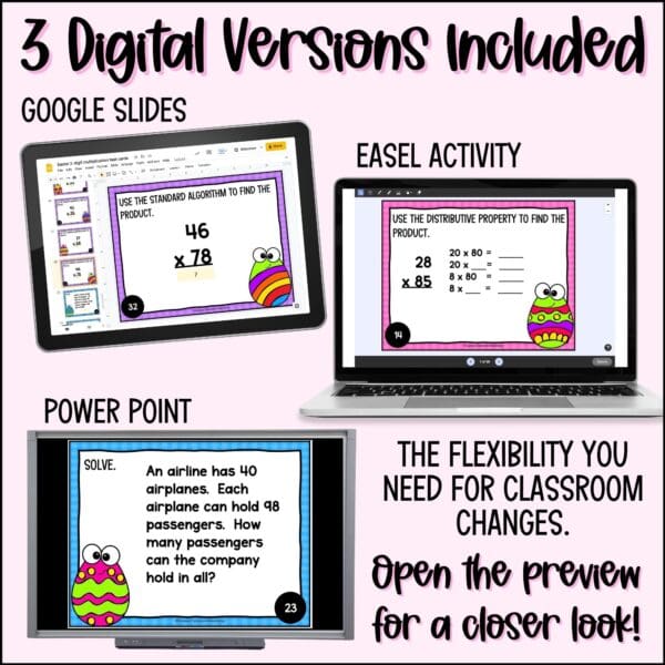 easter 2-digit by 2-digit multiplication task cards for spring