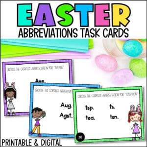 easter abbreviations task cards for spring