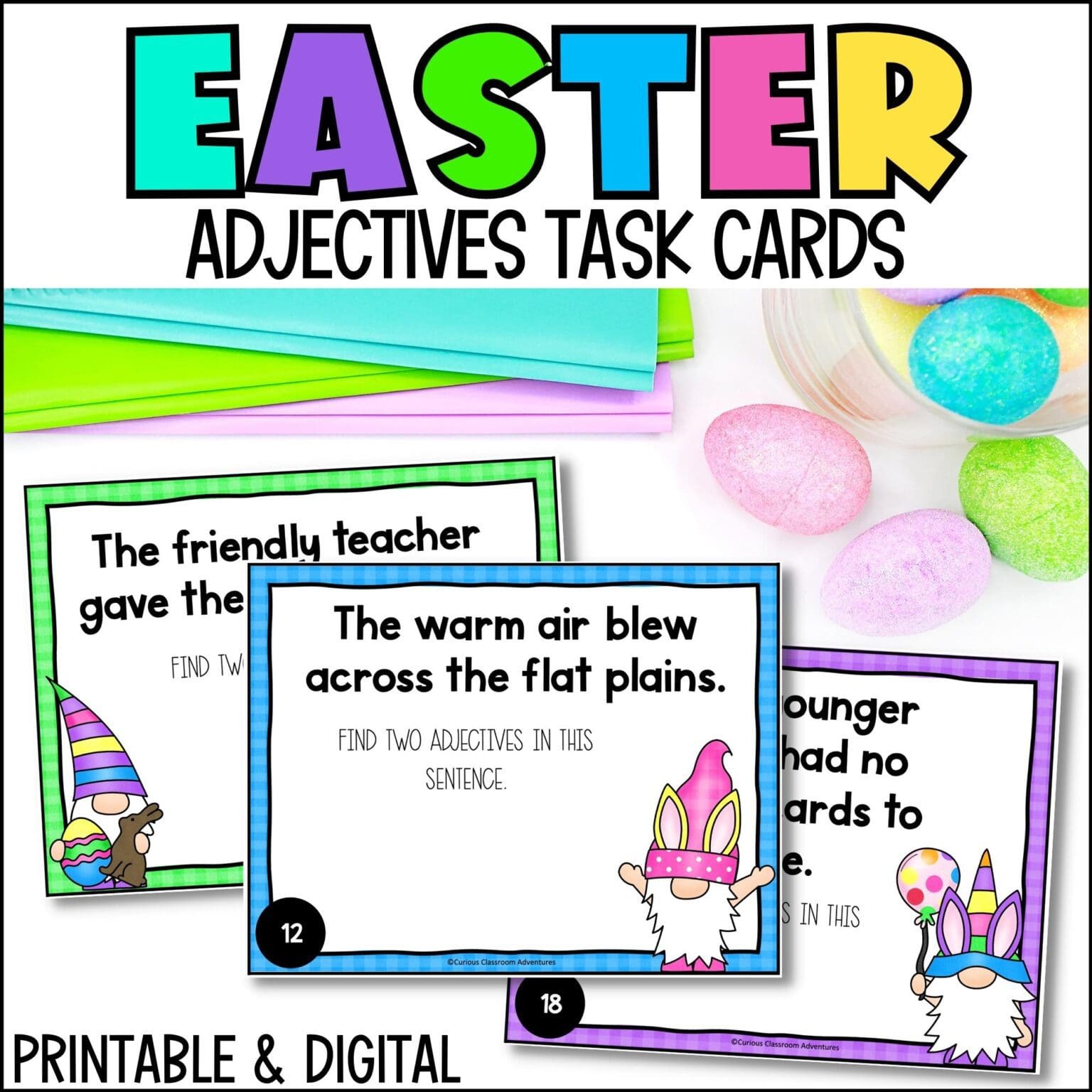Easter Adjectives Task Cards Curious Classroom Adventures Easter Adjectives Task Cards Curious Classroom Adventures