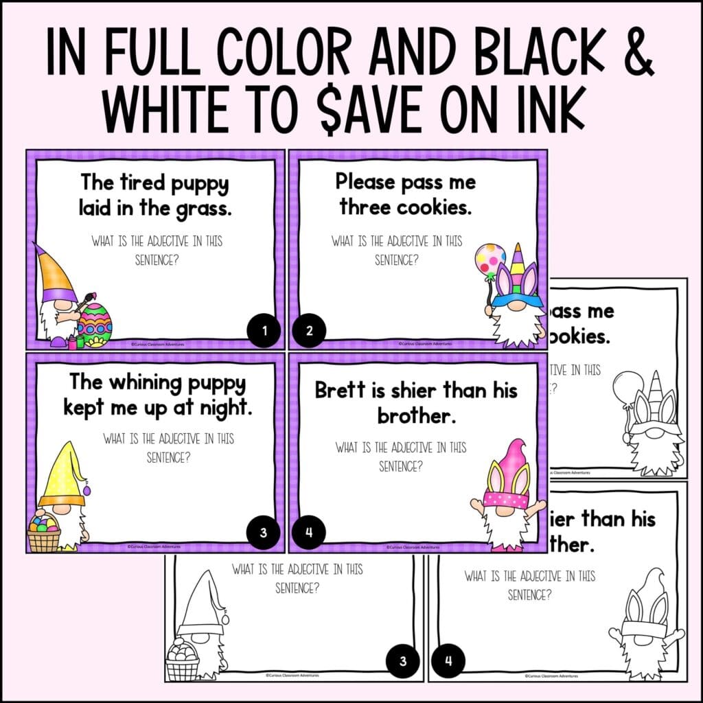 Easter Adjectives Task Cards Curious Classroom Adventures Easter Adjectives Task Cards Curious Classroom Adventures