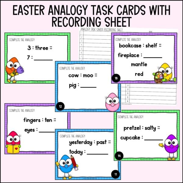 easter analogy task cards for spring
