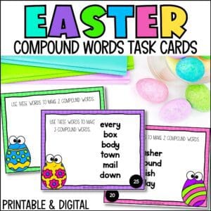 easter compound words task cards for spring