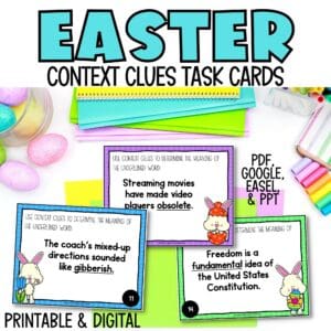 easter context clues task cards for spring