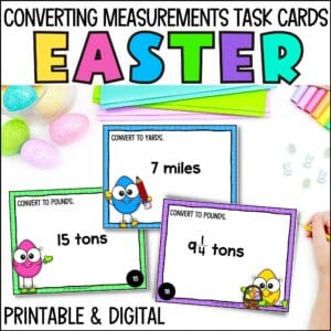 easter converting measurements task cards for spring