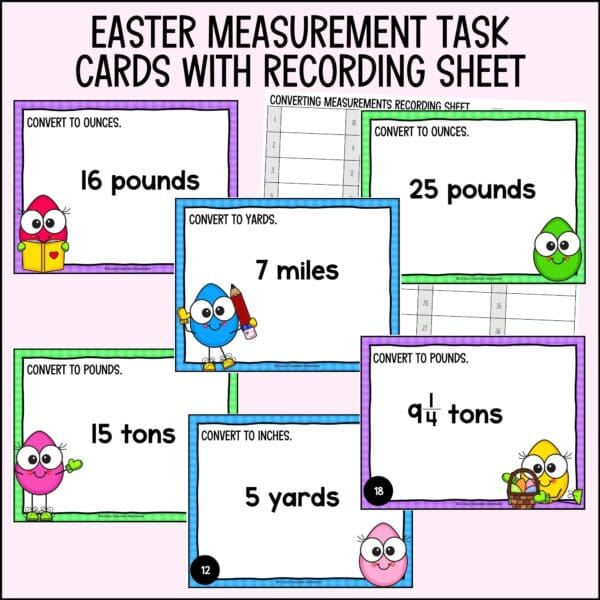 easter converting measurements task cards for spring