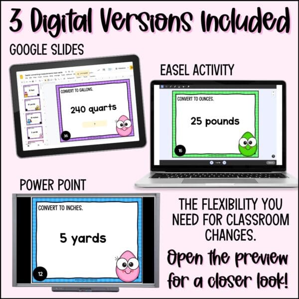 easter converting measurements task cards for spring