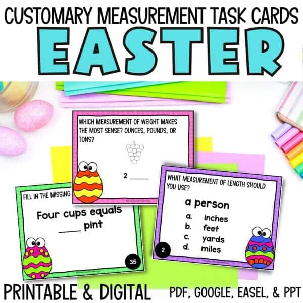 easter customary measurements task cards for spring