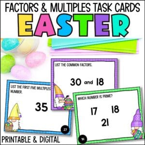 easter factors and multiples task cards for spring
