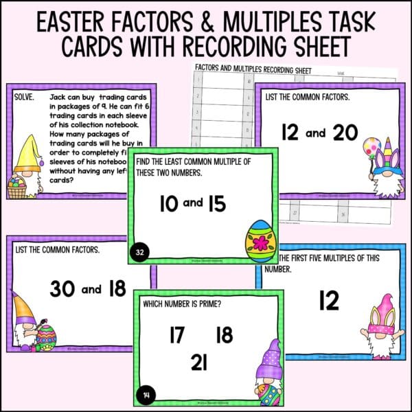 easter factors and multiples task cards for spring