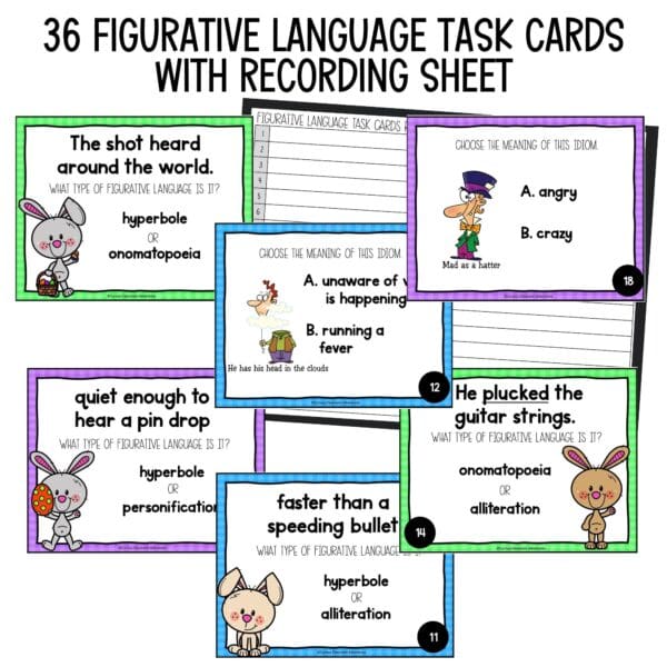 easter figurative language task cards for spring