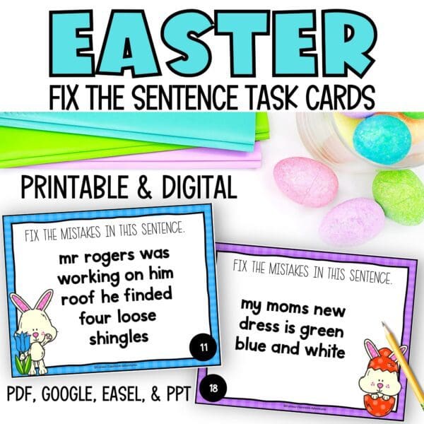 easter fix the sentence task cards for spring editing and revising