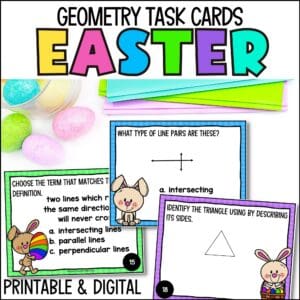 easter geometry task cards for spring