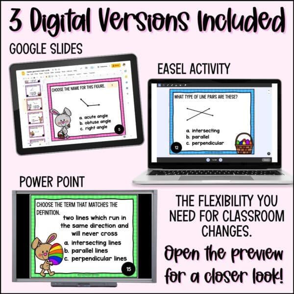 easter geometry task cards for spring