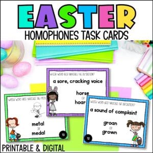 easter homophones task cards for spring