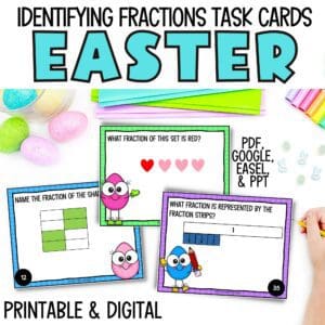 easter identifying fractions task cards for spring