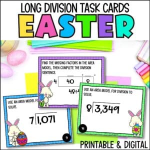 easter long division task cards for spring