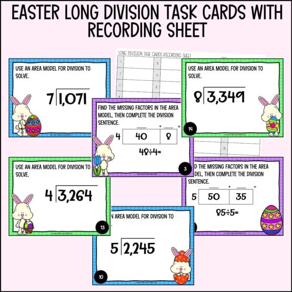 easter long division task cards for spring